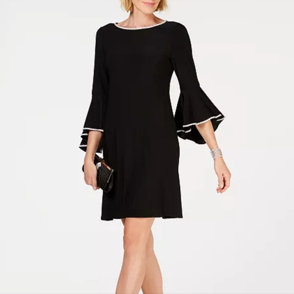 MSK Dresses & Skirts - MSK Rhinestone-Trim Bell-Sleeve Dress size Ps